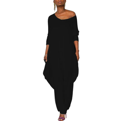 Isleen - Asymmetrical Off-Shoulder Jumpsuit with Tapered Legs