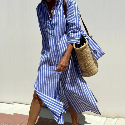 Leontine– Sophisticated Striped Midi Dress