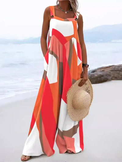 Diantha - Boho Wide-Leg Beach Jumpsuit with Bold Prints