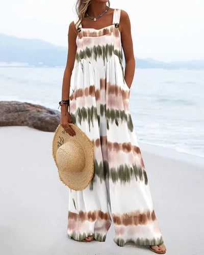 Diantha - Boho Wide-Leg Beach Jumpsuit with Bold Prints