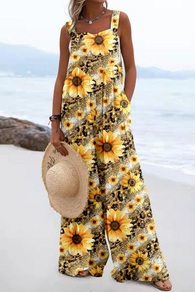 Diantha - Boho Wide-Leg Beach Jumpsuit with Bold Prints