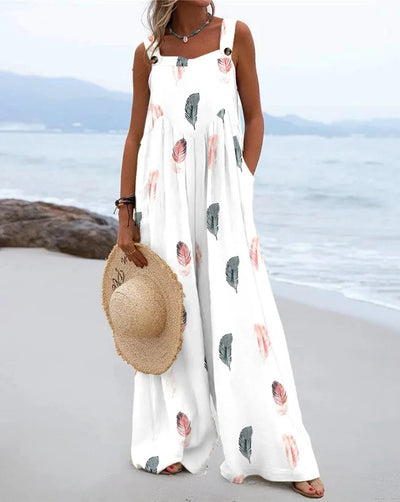 Diantha - Boho Wide-Leg Beach Jumpsuit with Bold Prints