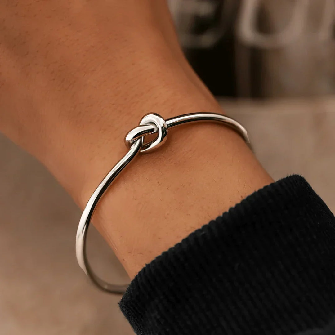 14K Gold Knotted Bangle That Symbolises Love & Draws Compliments