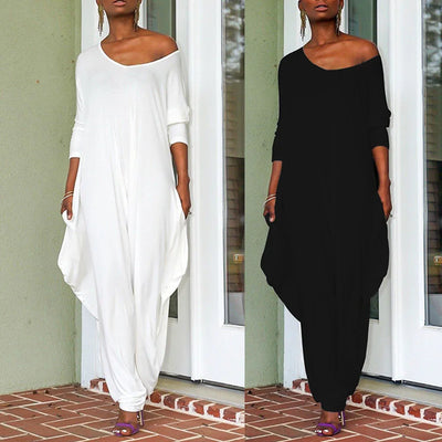 Isleen - Asymmetrical Off-Shoulder Jumpsuit with Tapered Legs