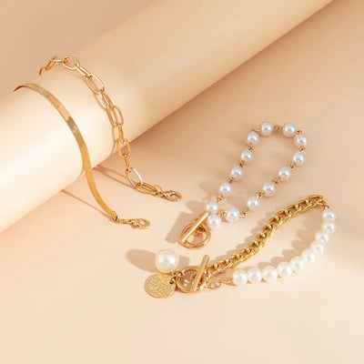 18K Gold Pearl Bracelet Set That Radiates Sophistication & Makes You Unforgettable