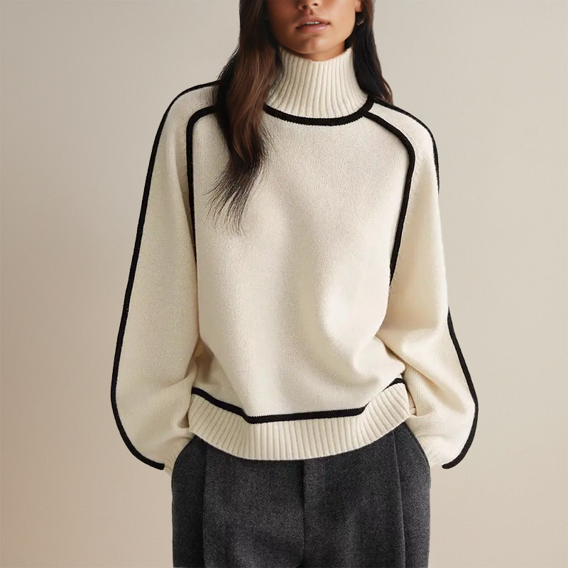 Polo Sweater with Elegant Contrasts – Timeless Style for Modern Sophistication