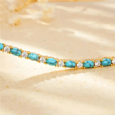 18K Gold Turquoise and Diamond Bracelet That Elevates Your Style & Turns Every Glance Into Admiration