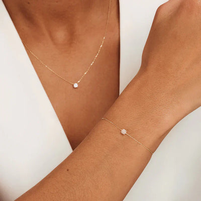 14k Gold Necklace & Bracelet Set That Captures Light & Hearts Instantly
