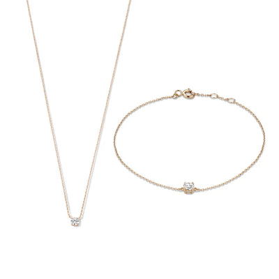 14k Gold Necklace & Bracelet Set That Captures Light & Hearts Instantly