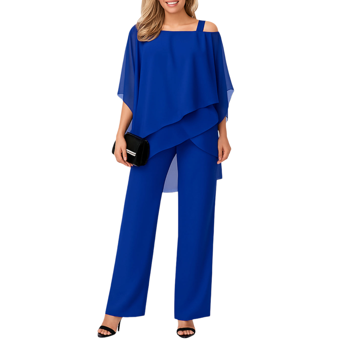 Emilienne – Women's Two-Piece Set with Batwing Sleeve Top & Wide-Leg Pants