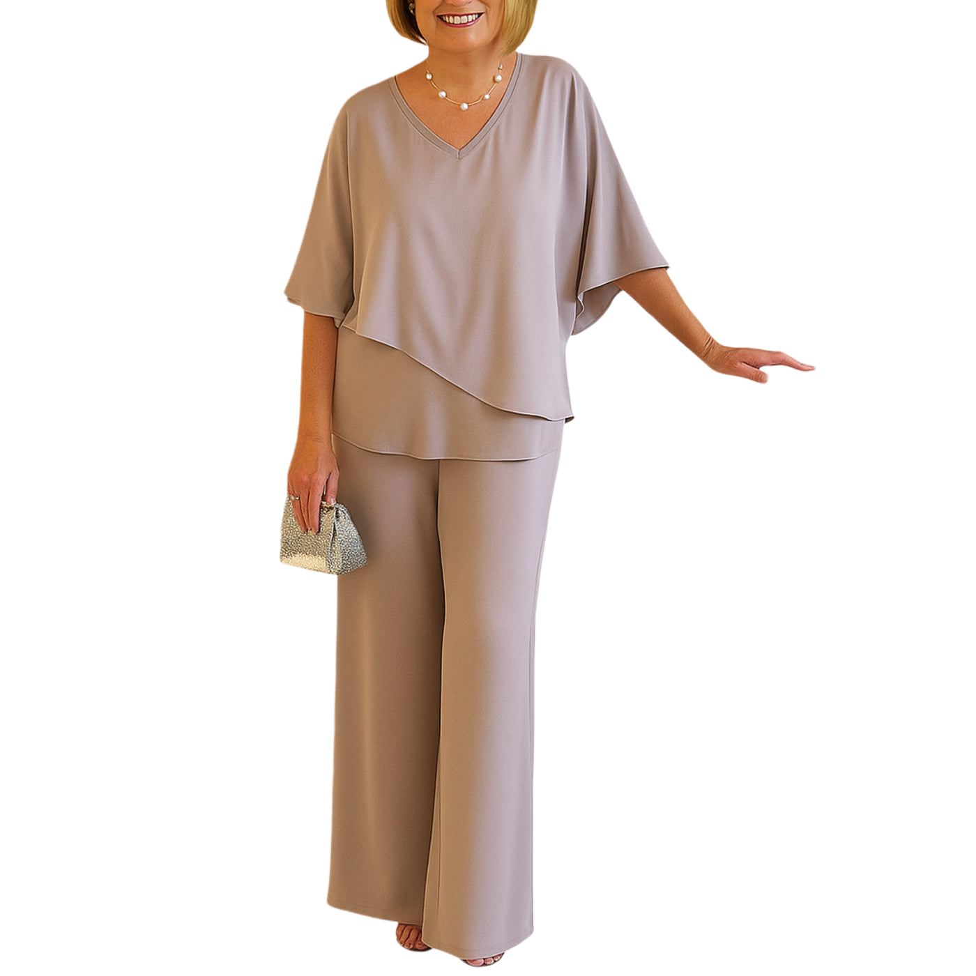 Winona – V-Neck Asymmetrical Hem Plus-Size Casual Dress Set